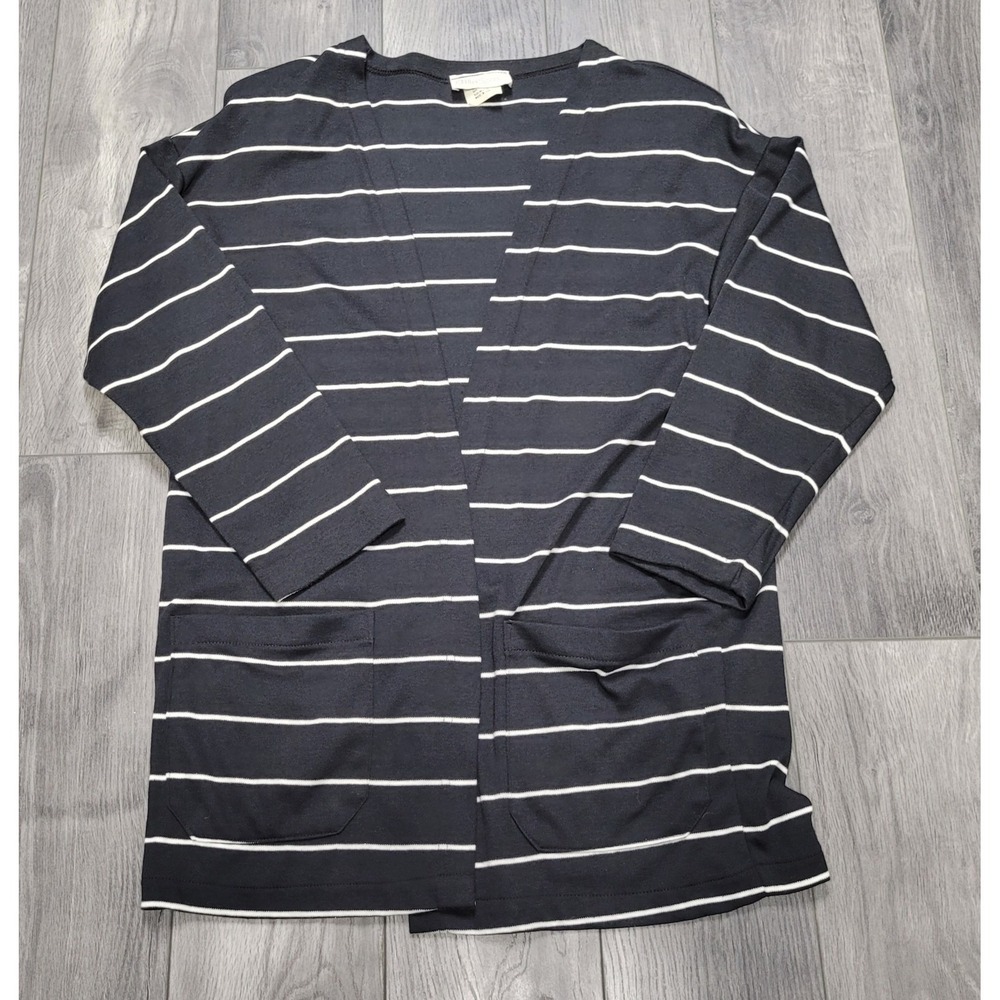 Elite Sport Women's Sweater/Open Cardigan Size Medium Black/White Striped